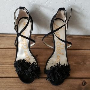Sam Edelman- Black suede fringed heels